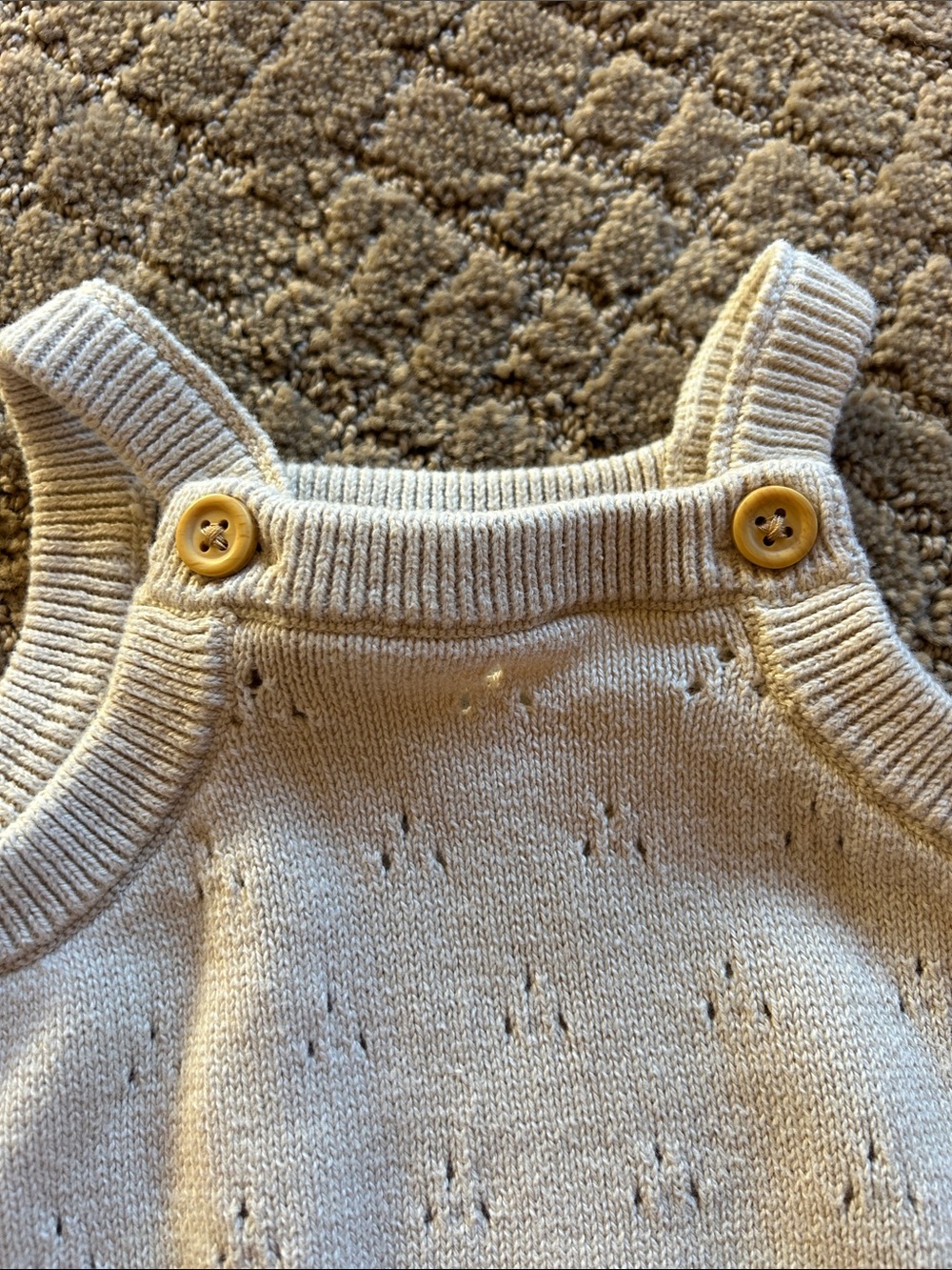 Carter's Cream Knit Button Romper - Picture 3 of 5